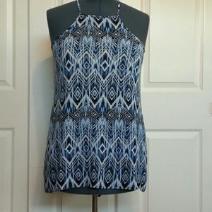 Med Blue Patterned Women's Halter Top